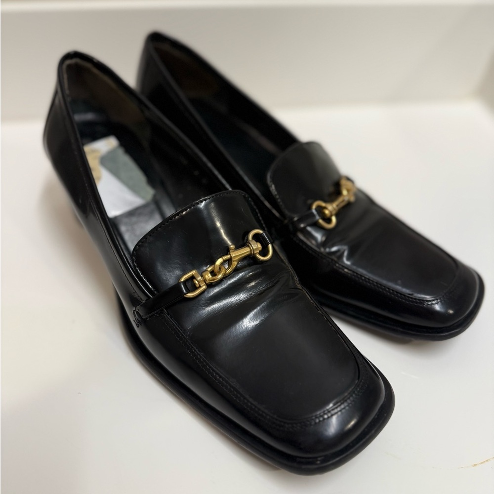Coach Vintage Made in‎ ITALY Black Leather Block Heel Pumps Sz 7 – RARE - Picture 3 of 7